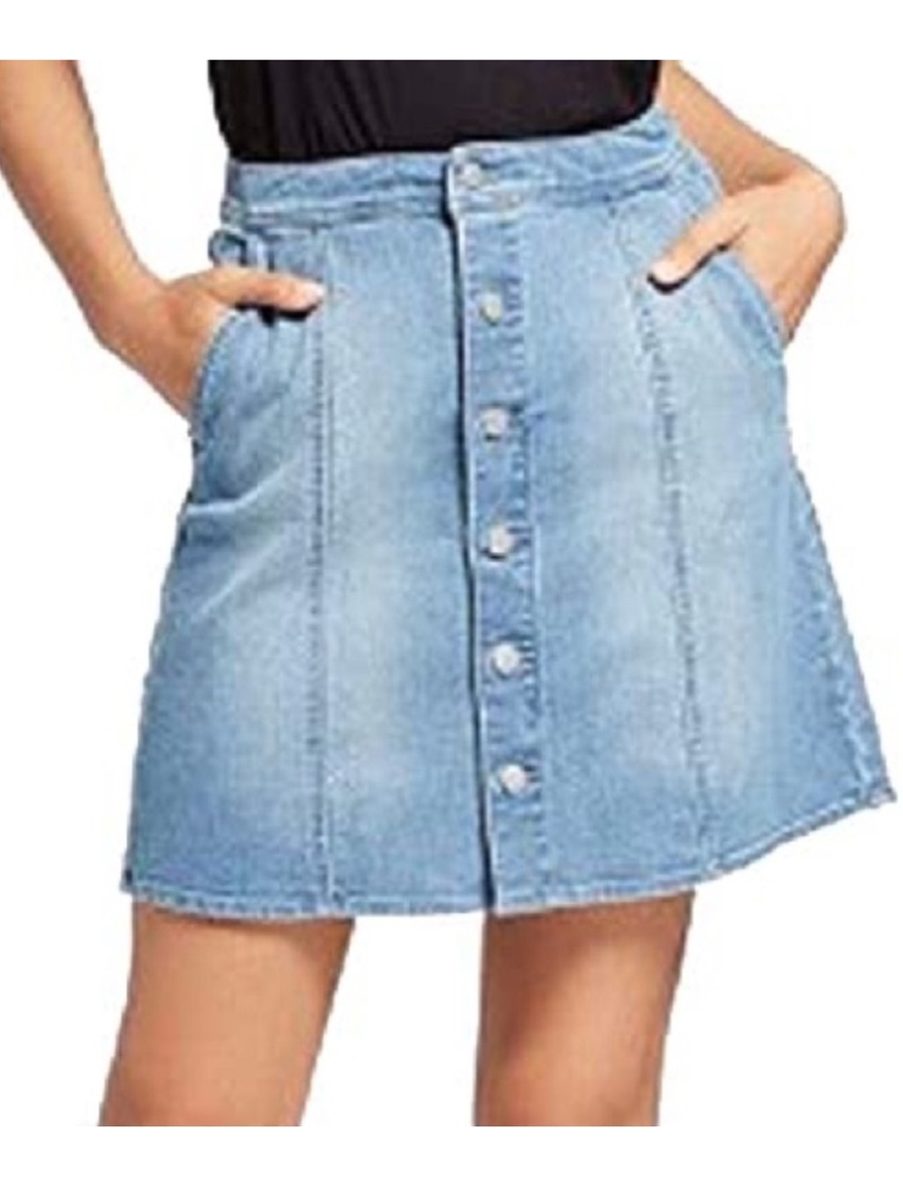 a new day Light Blue Denim Button-Front Mini Skirt